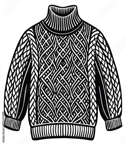 Vector illustration of black and white sweater fashion clothing design