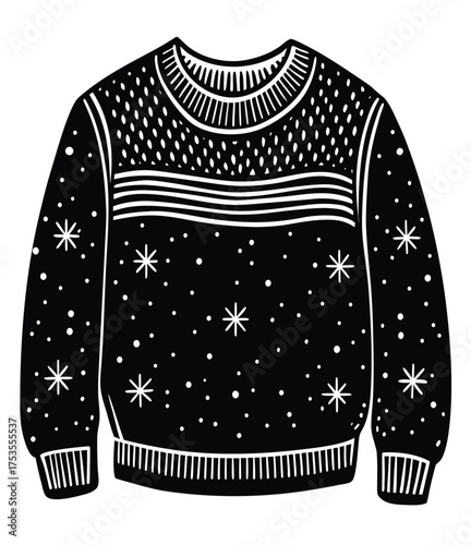 Grey striped wool sweater and warm winter clothes on a white background