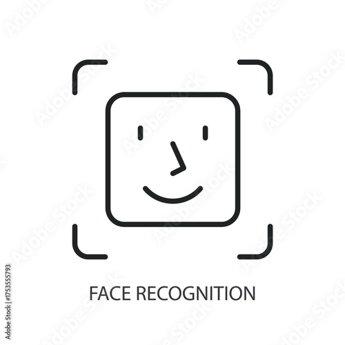 Face recognition thin line vector icons.