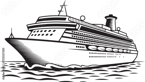 Viking Longship Drakkar with Striped Sail on Rough Ocean Waves