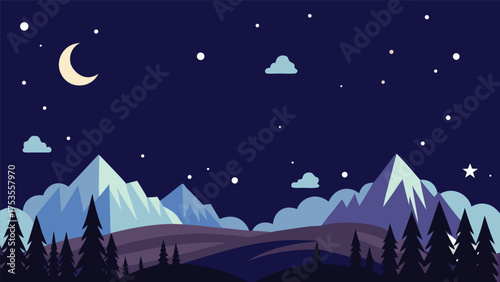 night sky poster with stars and moonlight.