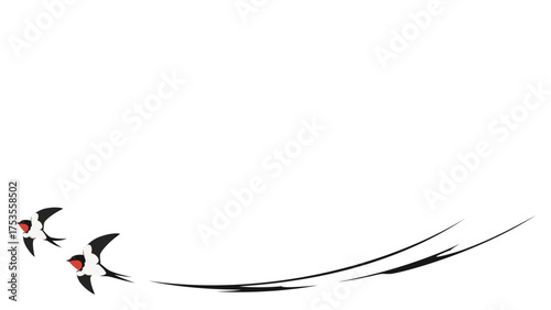 ツバメが2匹飛んでいるイラストのフレーム素材