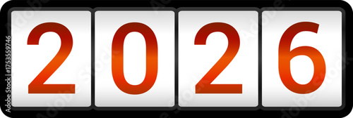 Happy new year 2026 countdown. Happy new year 2026 vector illustration with counter. Electric meter with numbers. Display of odometer. Dial with watt. Gauge panel of device.