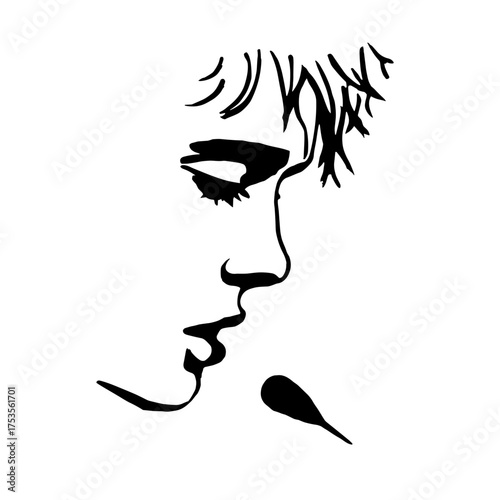 Singer. Singer simple black and white line art vector logo