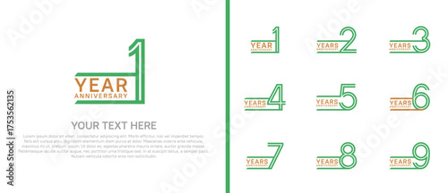 logo anniversary set. green color on white background for special event