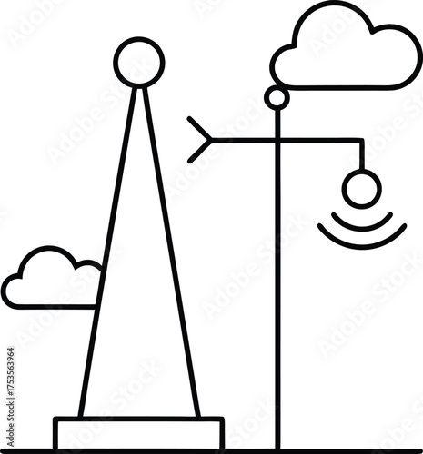 Weather Station Line Art Transparent Background