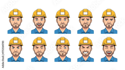 Construction Worker Emotions Diverse Facial Expressions for Communication