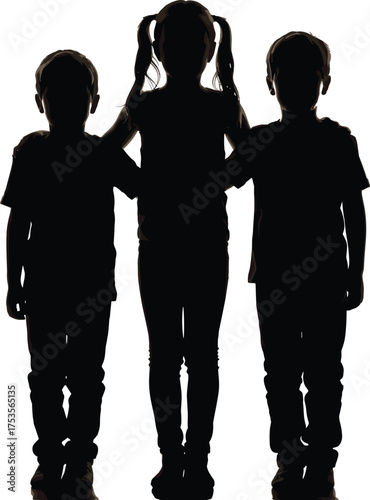 Three Children Silhouette