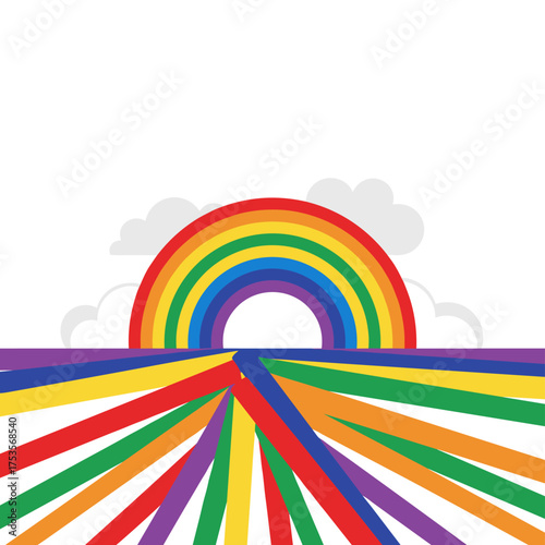 A vibrant rainbow vector background featuring bright, colorful lines, a trendy illustration, and a bright color design