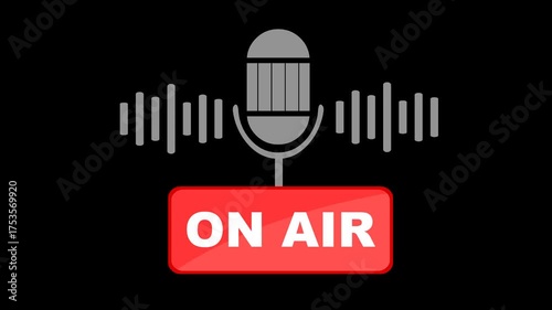 video animation on air concept icon, on a transparent background with alpha channel set to zero