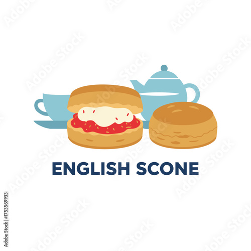 Enjoy a freshly baked English scone, a classic British afternoon tea treat, served with jam, clotted cream, or strawberry jam and whipped cream