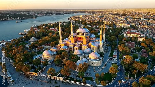 Breathtaking aerial view showcasing the architectural brilliance of Hagia Sophia Istanbul