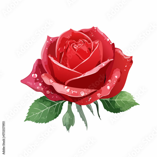 Rote Rose mit Tauperlen – klassisches Blumenporträt