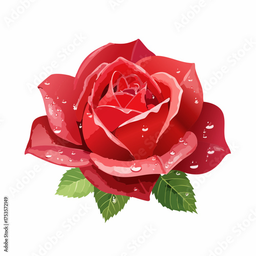 Rote Rose mit Tauperlen – klassisches Blumenporträt