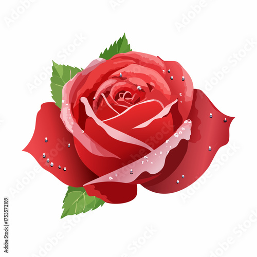 Rote Rose mit Tauperlen – klassisches Blumenporträt
