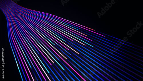 Fotografía High speed data transfer visualization featuring colorful, glowing lines converging in perspective