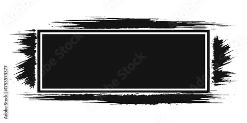 Vector black paint brush spots, Hand drawn Ink brush strokes texture. Black grunge rectangles. Square shape for text. Doodle rectangle pastel chalk elements. Brush frame box.