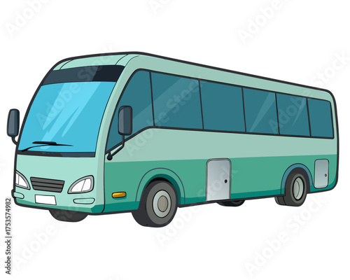 Isolated modern tour bus, transportation vehicle, commercial coach,