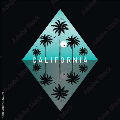 California summer beach sunshine vector print design artwork,. Vintage Retro Style Beach Surfer Summer Paradise.