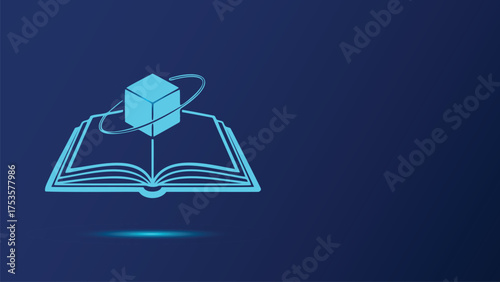 Open Book Cube Orbiting Around Knowledge Education Concept Vector