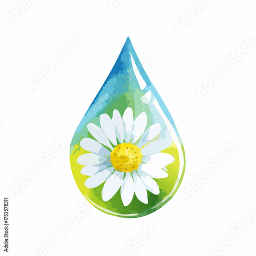 Gänseblümchen in Wassertropfen – feine Nahaufnahme