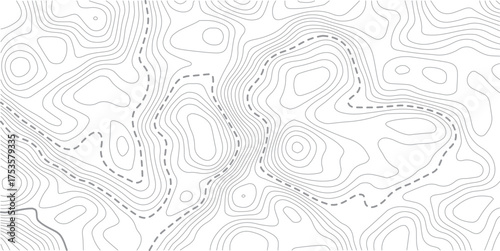 Topographic map background geographic line map with elevation assignments. Modern design with White background with topographic wavy pattern design.Cartography or terrain path concept 
