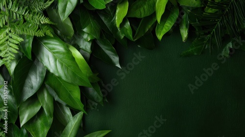 This image presents a harmonious display of lush green leaves against a rich dark background, evoking a sense of tranquility and connection with nature's beauty.