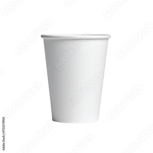 Wallpaper Mural Minimalist White Paper Cup Standing Upright, Front View, isolated on transparent background  Torontodigital.ca