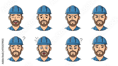 Diverse Emotions A Vector Set of Construction Worker Facial Expressions