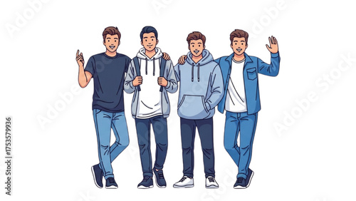 Four young men posing together, exuding friendship and camaraderie