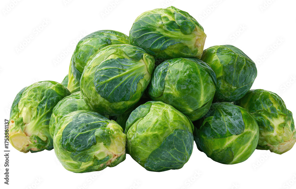 Fototapeta premium Fresh Brussels sprouts, tightly clustered, vibrant green