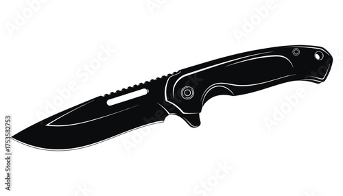 Vector art of black folding knife