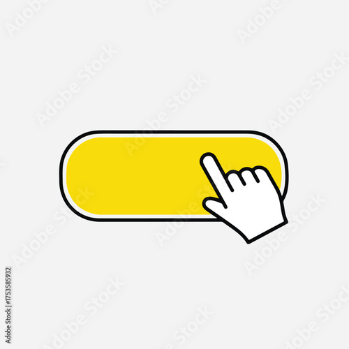 Click here button with hand cursor modern web design element to call for action vector illustration easy to use