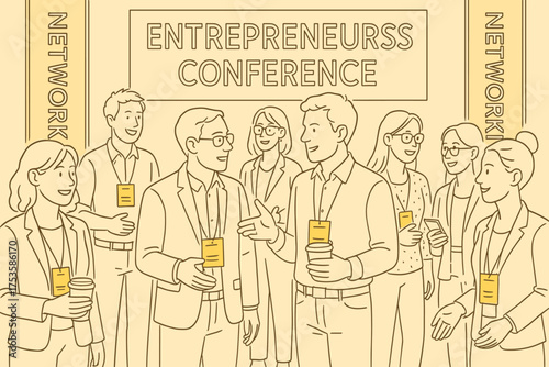 Professional networking event with entrepreneurs in conversation