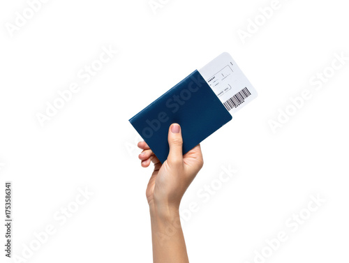 Hand Holding Passport and Boarding Pass — on transparent png Background
