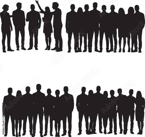 Group of People Silhouette | Teamwork and Collaboration Concept