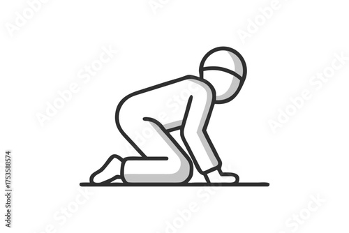 Simple line drawing of a person in a starting position