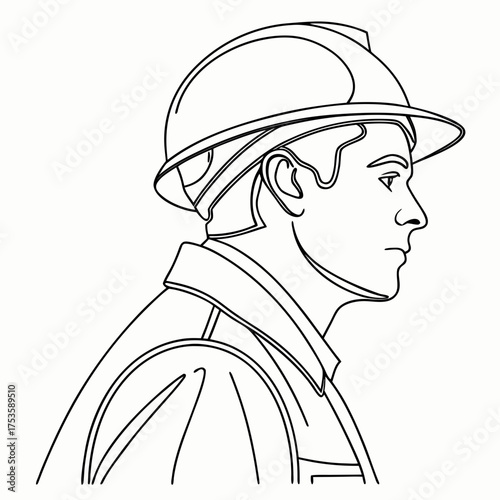 Vector art of line drawing of a firefighter