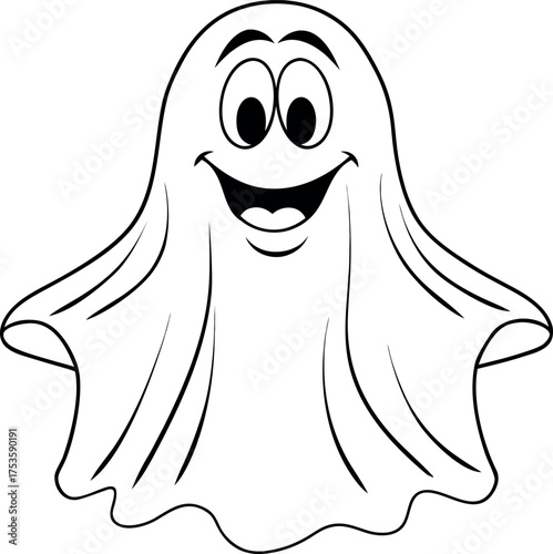 Scary Halloween ghost on transparent background. Happy Halloween costume, Spooky character