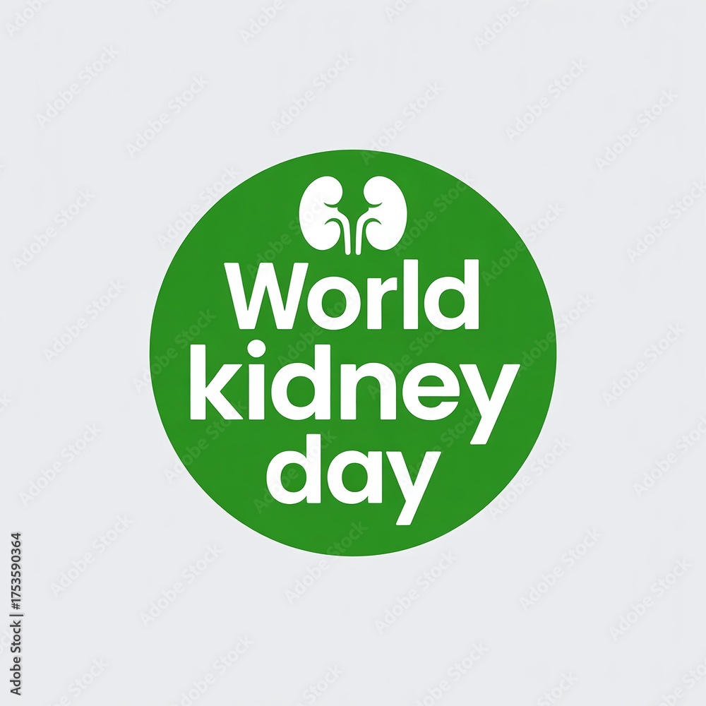 Fototapeta premium World Kidney Day Awareness Campaign Logo Design for Health Education, Organ Donation Advocacy, and Medical Research, March 14