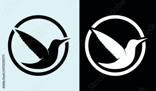 Stylist humming bird logo creative design. Bird logo and vector illustration. 