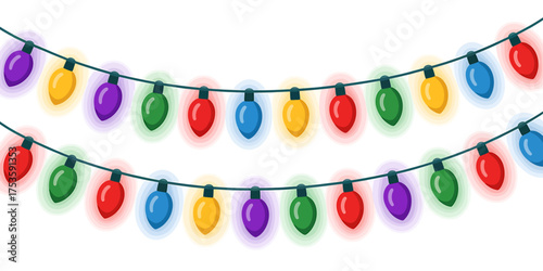 Festive colorful christmas lights garland decorative string lights celebration holiday