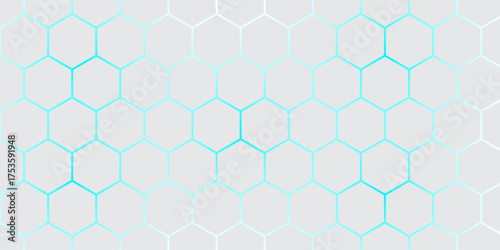 Seamless vector geometric pattern illustration with blue triangles, hexagons, and a honeycomb structure grid design