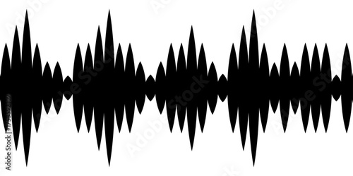 Digital sound wave equalizer illustration with a silhouette of headphones and an audio cassette vector design