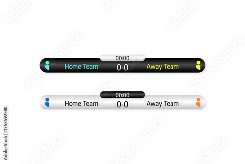 Color banner of game score match team game with text