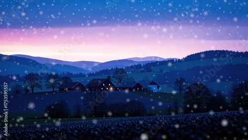 Winters Embrace - A Snowy Landscape at Dusk.