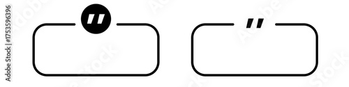 Quotation marks in round and rectangular frame designs.