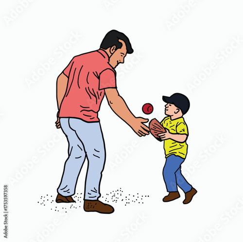 Heartwarming Scene of a Dedicated Father Patiently Teaching His Young Son the Fundamentals of Baseball with Love and Guidance on a Sunny Day