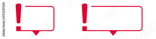Exclamation mark speech bubbles with red frames.