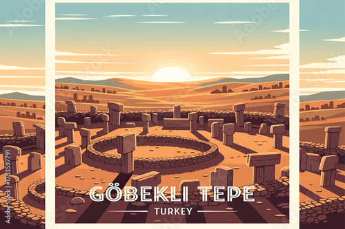 G bekli tepe ancient site travel poster